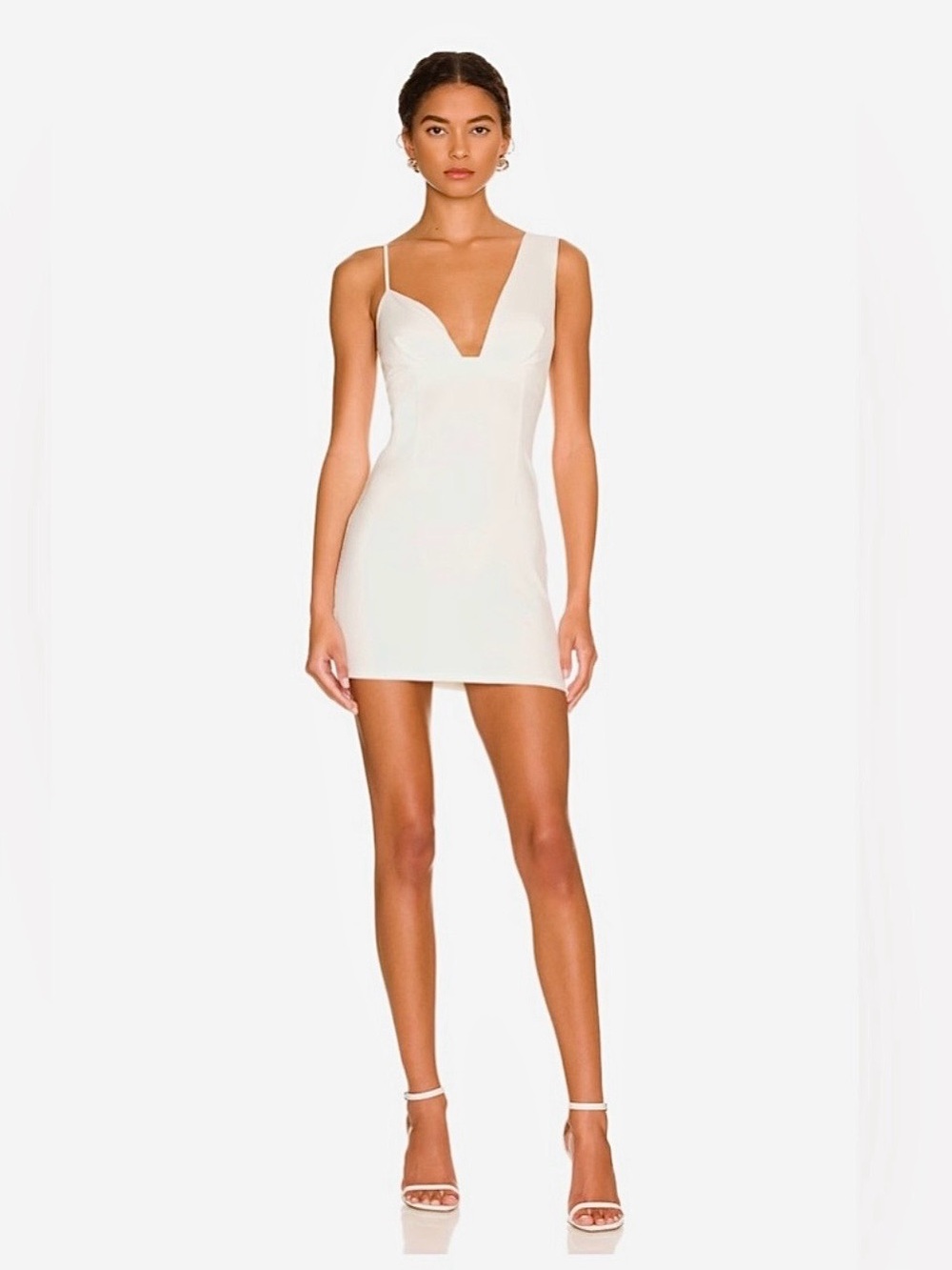 SUPERDOWN Revolve Eleanor Mini Dress Asymmetrical Strap White Hot Bachelorette M